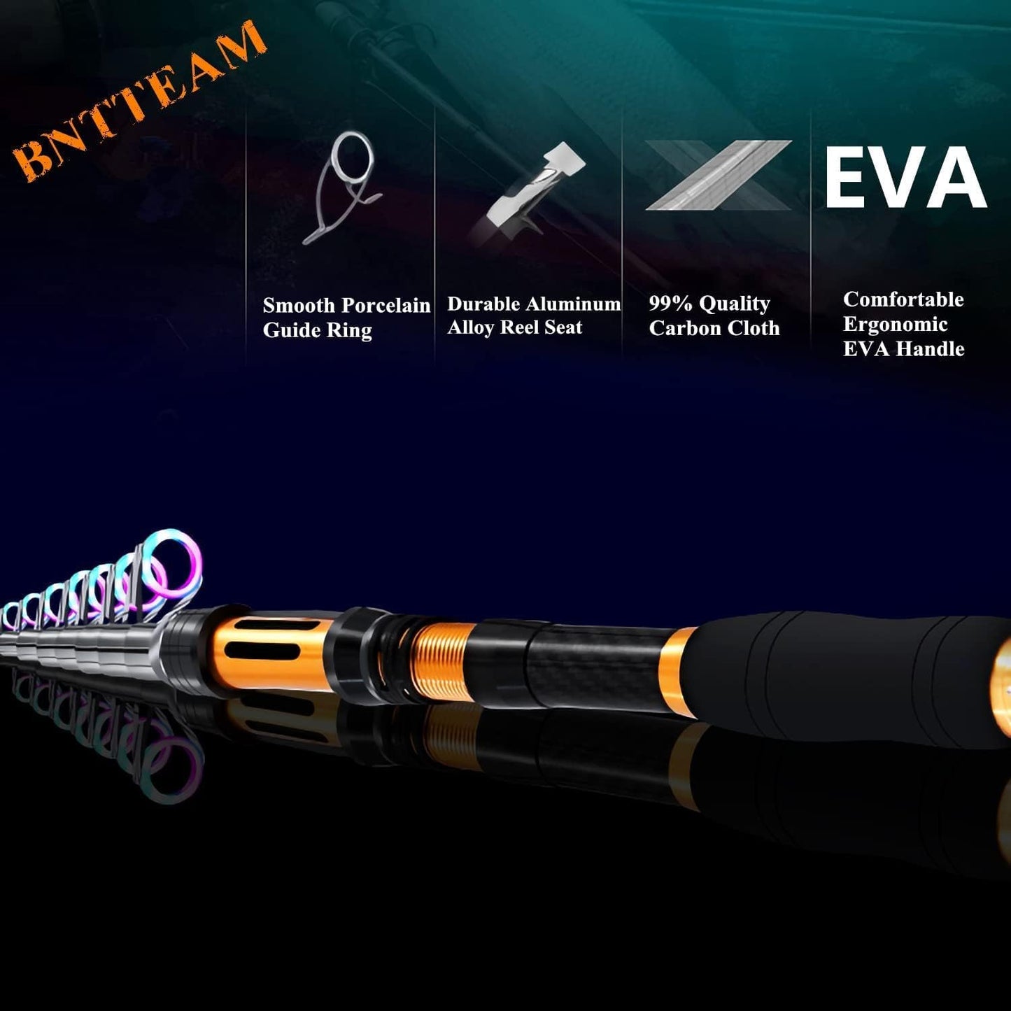 Spinning Rod and Reel Combo Carbon Telescopic Fishing Rod 13BB Fishing Reel Bag Lures Line Hooks Set for Travel Surf Saltwater Freshwater