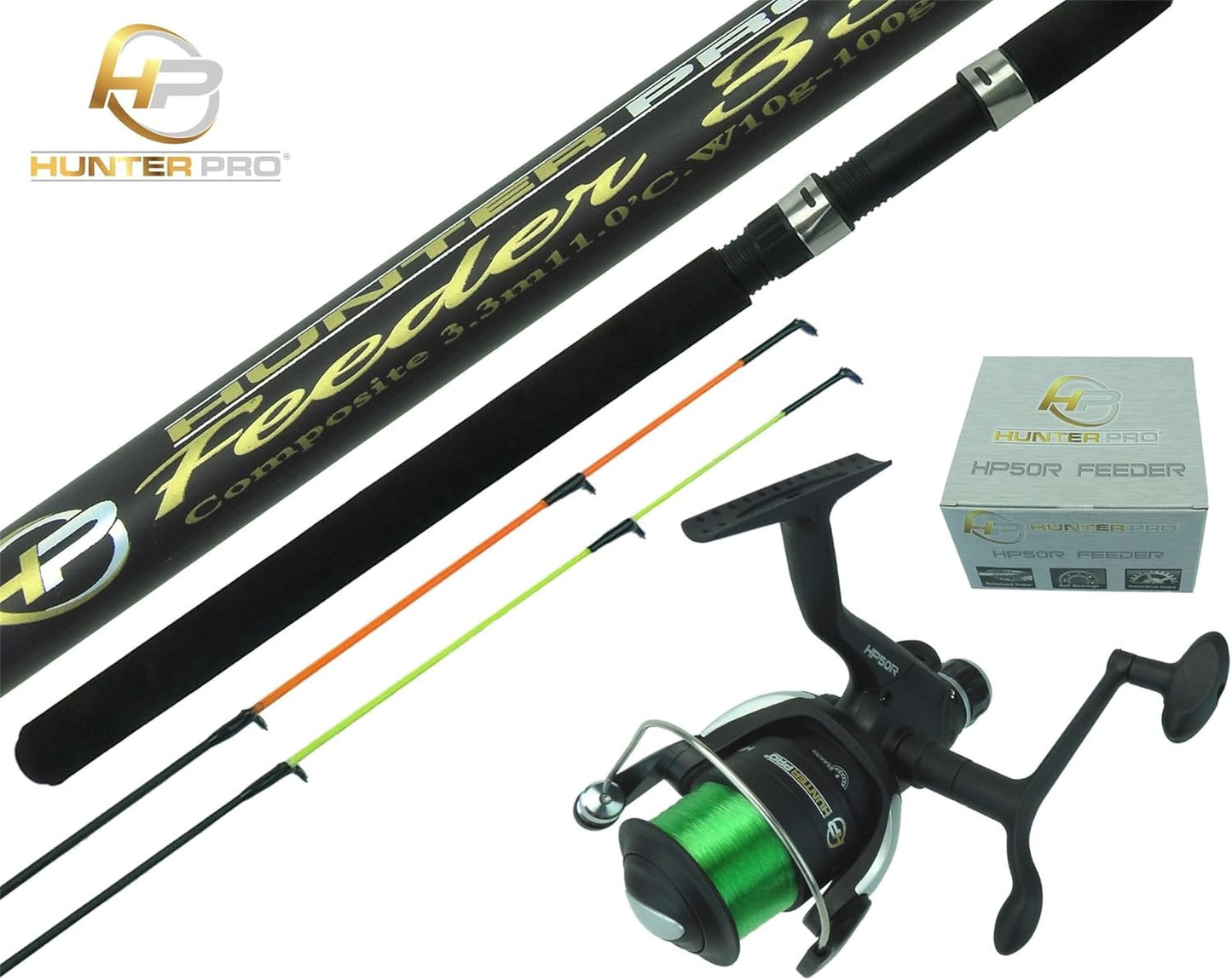 10Ft Carbon Float Match Fishing Rod & Reel + 11Ft Feeder Fishing Rod & Reel Set