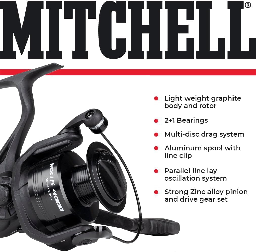 MX1 FS Allround Fishing Reel - Spinning Free Spool Freshwater Carp Fishing Reels and Deadbait Pike & Zander Anglers - Robust and Lightweight Black Aluminium - 2+1 Bearings