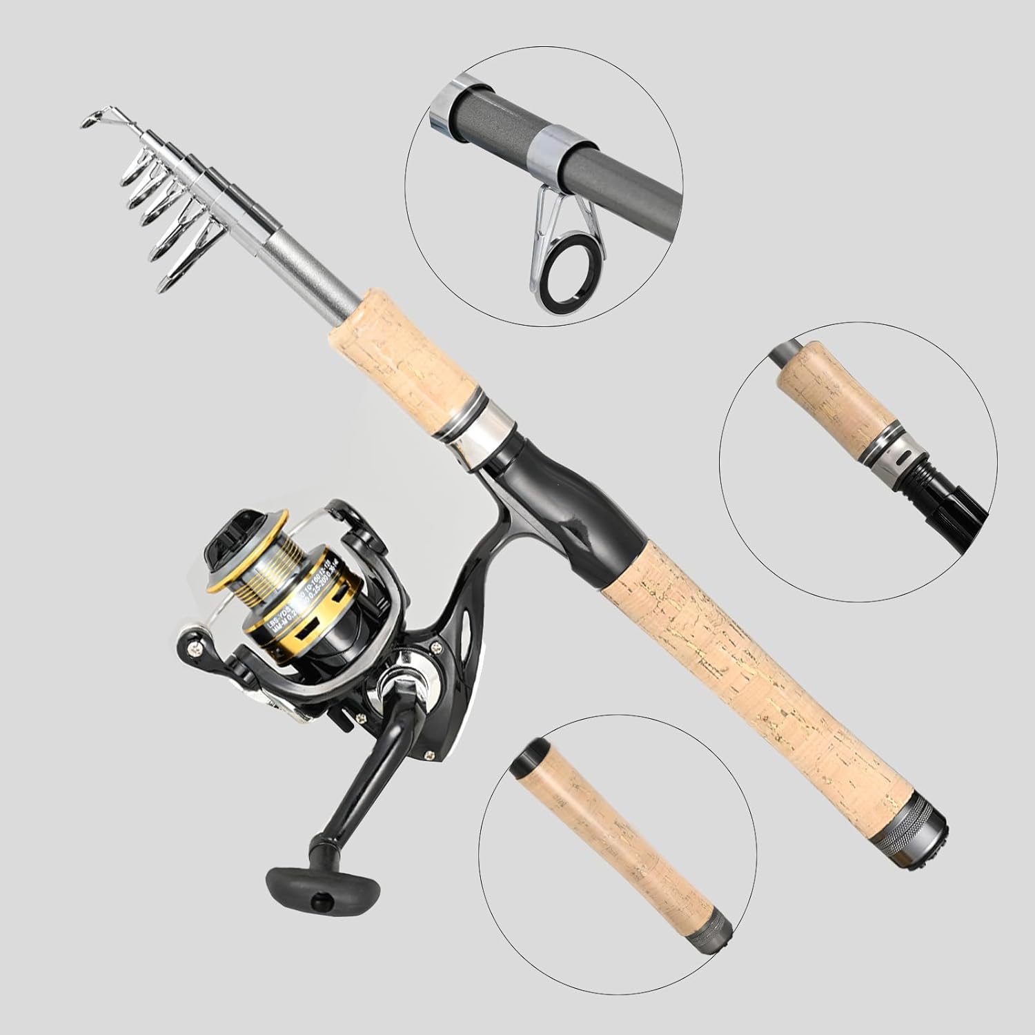 Fishing Pole Combo Set,2.1M/6.89Ft 145Pcs Fishing Accessories Kit Carbon Fiber Fishing Pole Fishing Line 12 +1BB Spinning Reels Fishing Carrier Bag for Travel Saltwater Freshwater