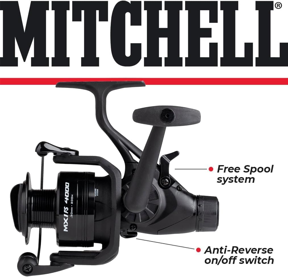 MX1 FS Allround Fishing Reel - Spinning Free Spool Freshwater Carp Fishing Reels and Deadbait Pike & Zander Anglers - Robust and Lightweight Black Aluminium - 2+1 Bearings