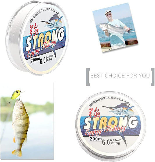 200M Nylon Fishing Line, 0.4Mm Clear Monofilament - 6.0 Spool for Fishing & Crafts