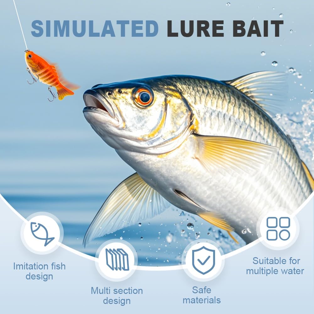 Robotic Fishing Lure, 2025 Upgrade 3D Swimming Bait for Freshwater & Saltwater, Fishing Gear Attracts Fishing Lures Walleye Trout Bass, Fishing Lures for Beginners, Amateurs and Professionals