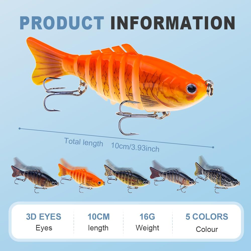 Robotic Fishing Lure, 2025 Upgrade 3D Swimming Bait for Freshwater & Saltwater, Fishing Gear Attracts Fishing Lures Walleye Trout Bass, Fishing Lures for Beginners, Amateurs and Professionals