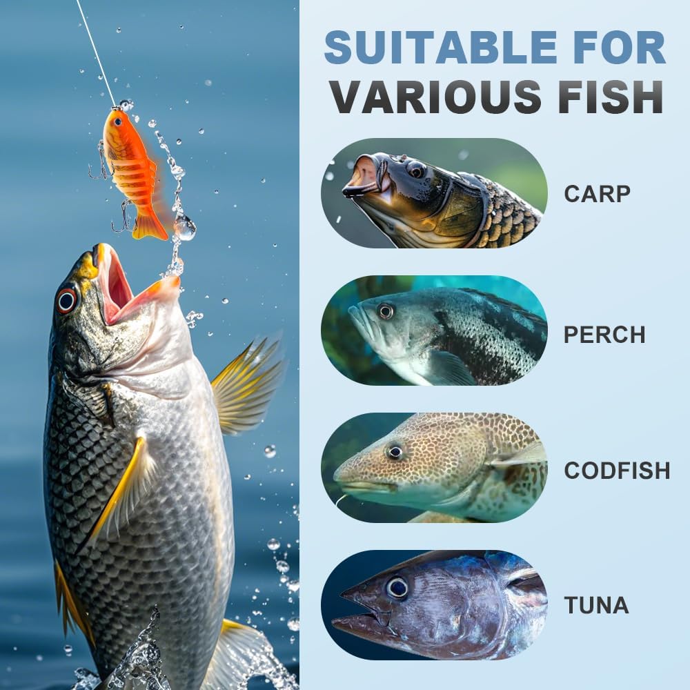 Robotic Fishing Lure, 2025 Upgrade 3D Swimming Bait for Freshwater & Saltwater, Fishing Gear Attracts Fishing Lures Walleye Trout Bass, Fishing Lures for Beginners, Amateurs and Professionals