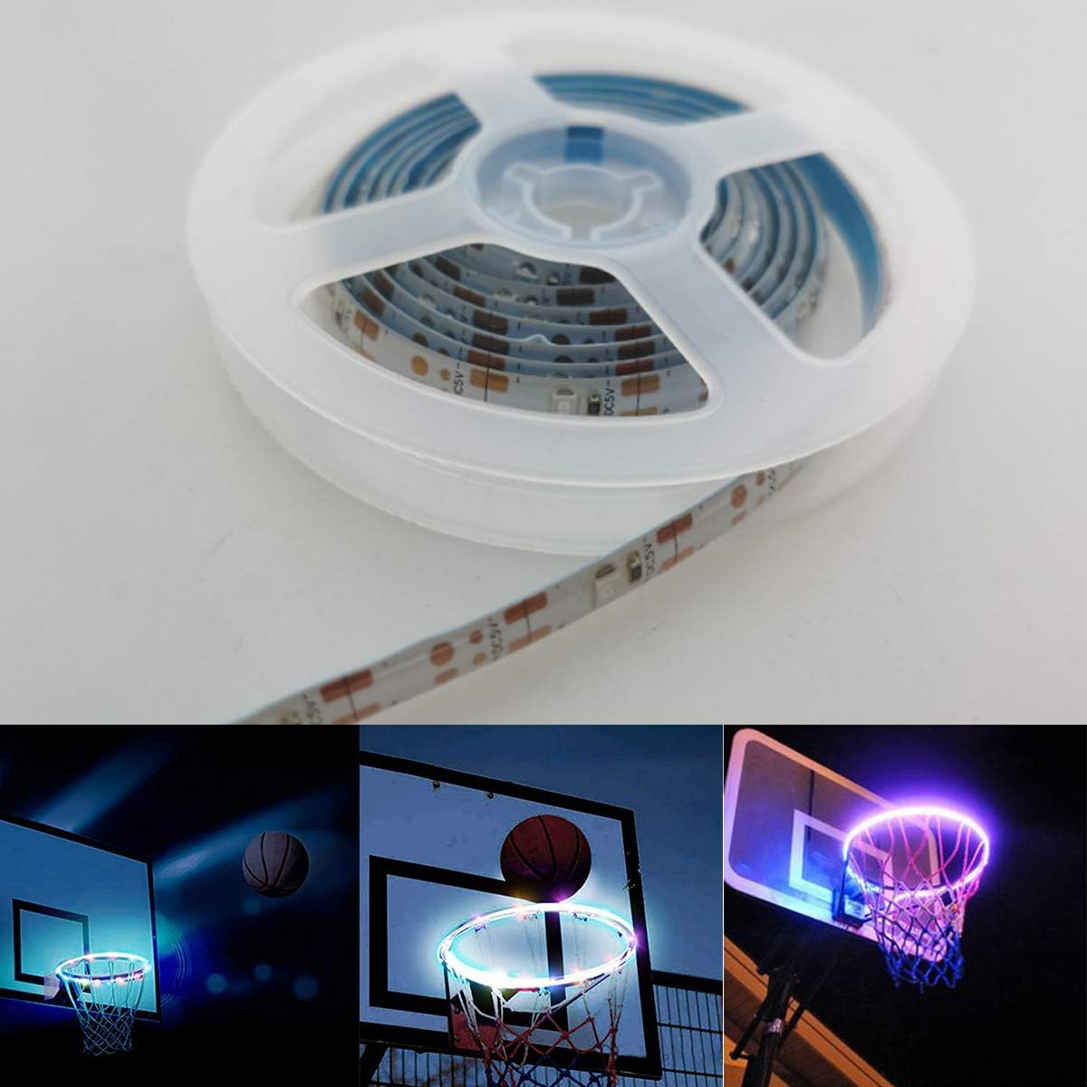 Basketball Hoop LED Light Waterproof- In- The- Dark Basketball Rim Lights Super- Bright Basketball Net Hoop Lamp for Adults Training in Night