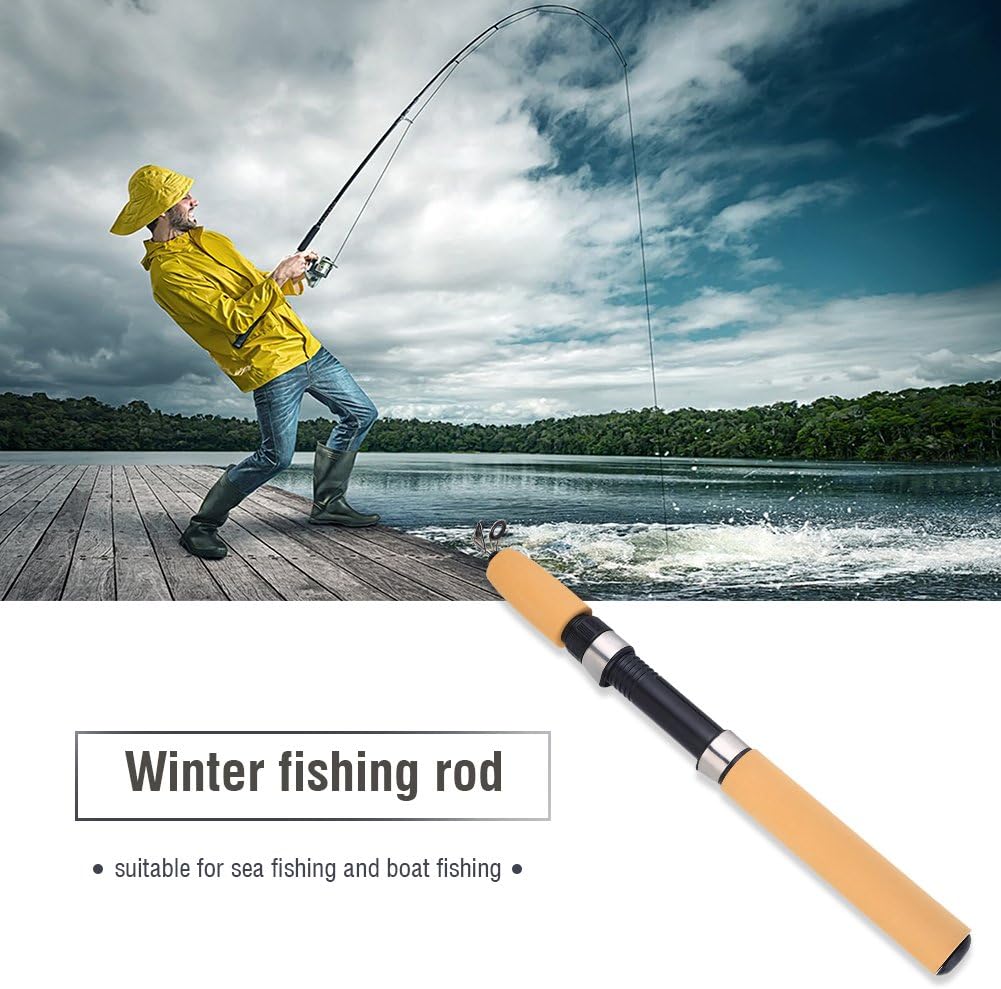 Telescopic Fishing Rod, Portable Ice Fishing Rod, Outdoor Winter Fishing Rod Pole, Carbon Fiber Retractable Mini Fishing Pole, Fishing Tackle Tool, Travel Fishing Rod Tool