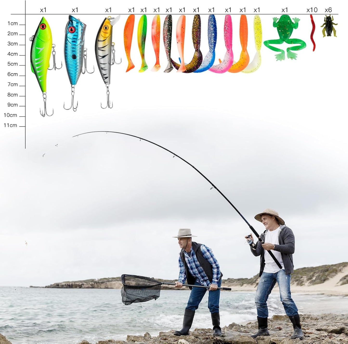 144 PCS Fishing Lures Mixed,Tackle Box Included Crankbaits, Spoon, Hooks, Jigs, Weights and More Other Accessories, Fishing Bait Lure Gear Kit Gifts for Men Bass Freshwater