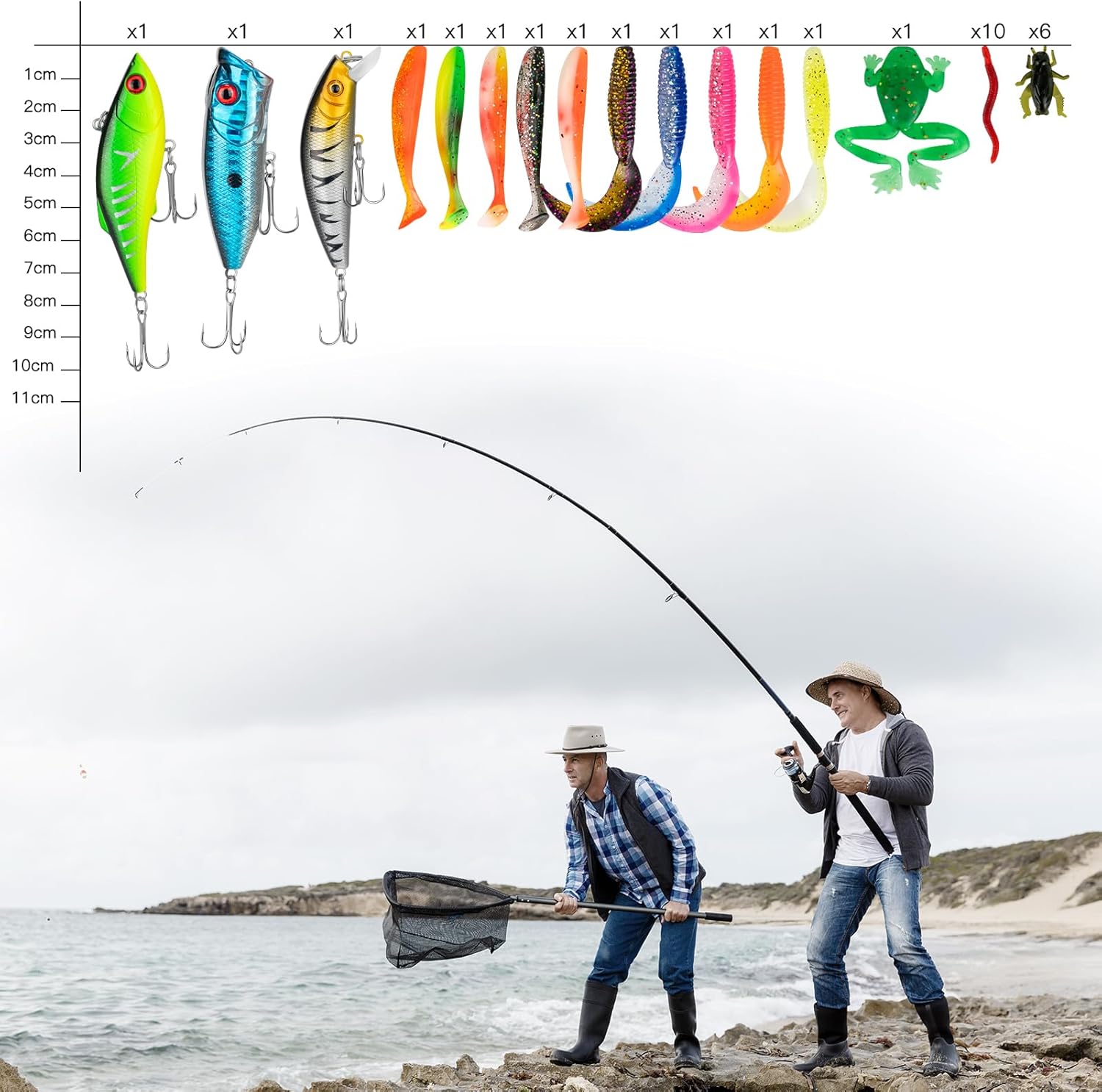 144 PCS Fishing Lures Mixed,Tackle Box Included Crankbaits, Spoon, Hooks, Jigs, Weights and More Other Accessories, Fishing Bait Lure Gear Kit Gifts for Men Bass Freshwater