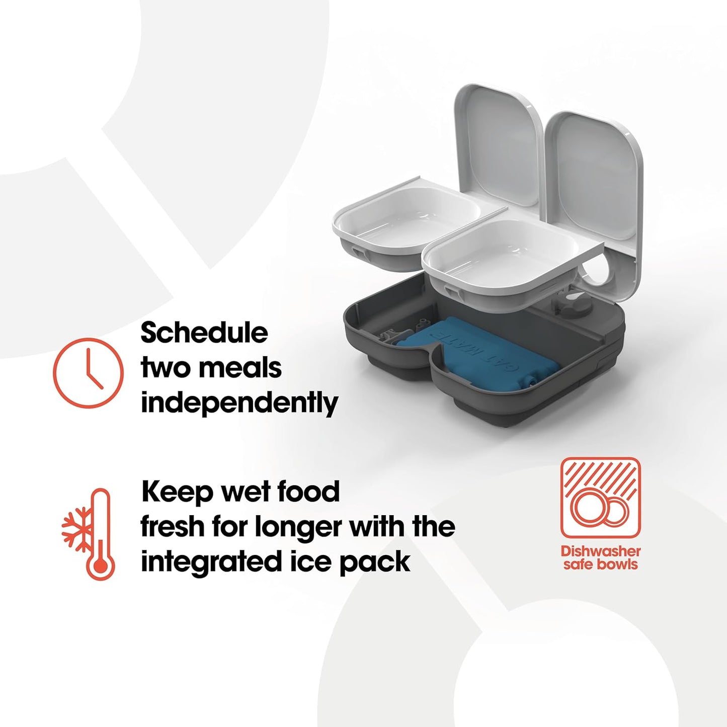 C200 Automatic 2 Meal Timer-Controlled Pet Feeder (401) - for Cats and Small Dogs, Includes Ice Pack for Wet and Dry Food, Meals up to 400 G Each, White
