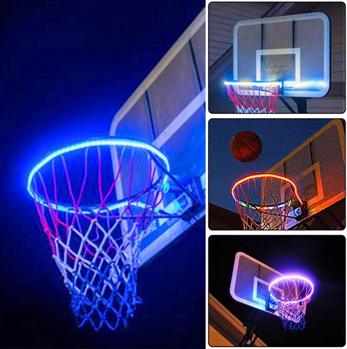 Basketball Hoop LED Light Waterproof- In- The- Dark Basketball Rim Lights Super- Bright Basketball Net Hoop Lamp for Adults Training in Night