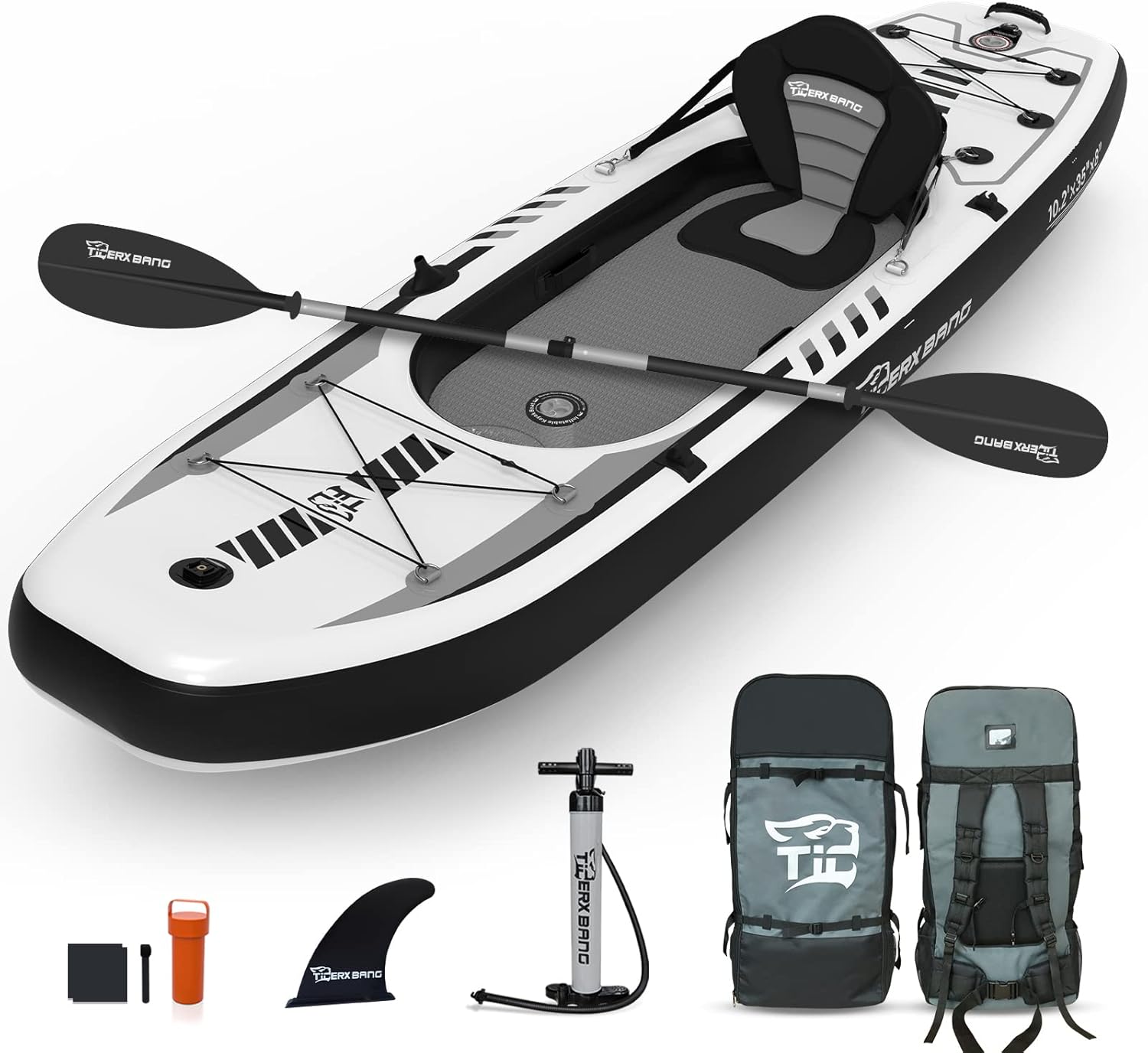 10.2'X35''X8'' Inflatable Kayak with Detachable Seat, Sup-Kayak Set Includes Hand Pump/Aluminum Oar/Backpack, Kayak Boat for Adults/Kids | for Fishing, Touring