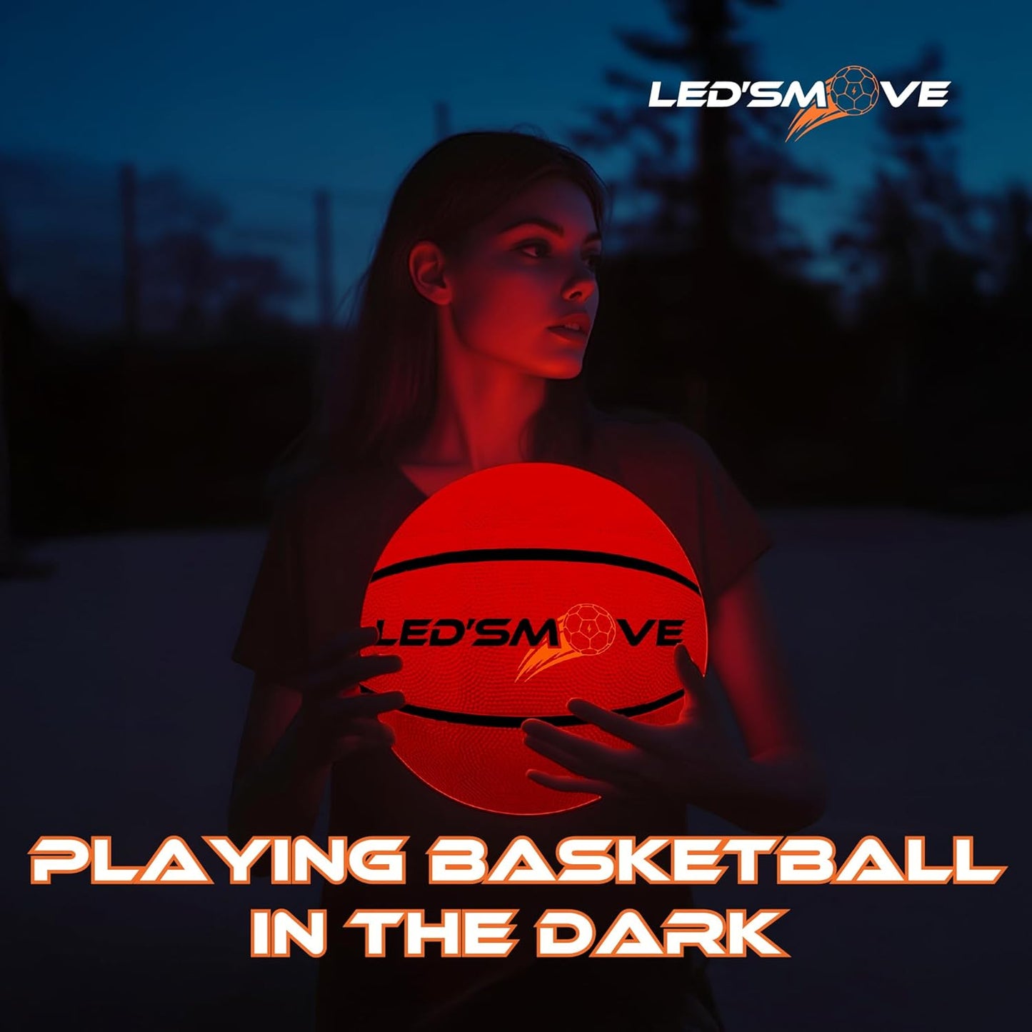 Ledsmove LED Light up Basketball, Luminous Basketball Gift Glow in the Dark, Size 7 Ball for Indoor & Outdoor Games, Basketball Gifts for Boys & Girls - USB-C Rechargeable