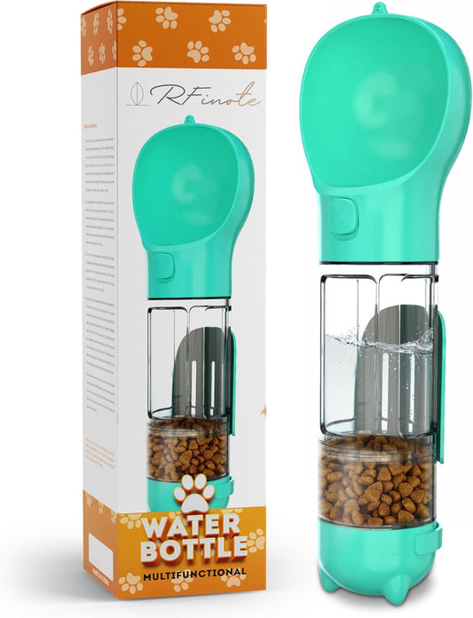 Dog Water Bottle - 300Ml Pet Water Bottle with Garbage Collection Bag, Poop Shovel and Food Dispenser, Portable, Leak-Proof Water Feeder Ideal for Travel and Walking.