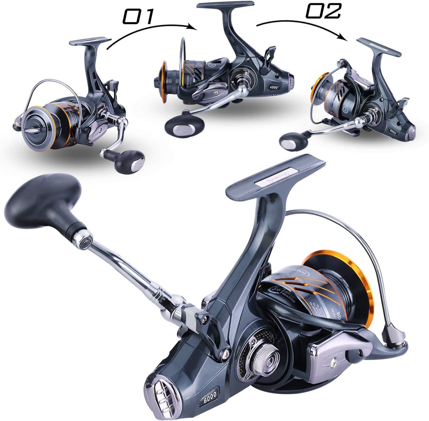 Carp Fishing Reel，5+1 Shielded Stainless Steel Bb-Carbon Fiber Drag Carp Reels, for Saltwater or Freshwater Spinning Reels, Fishing Reels