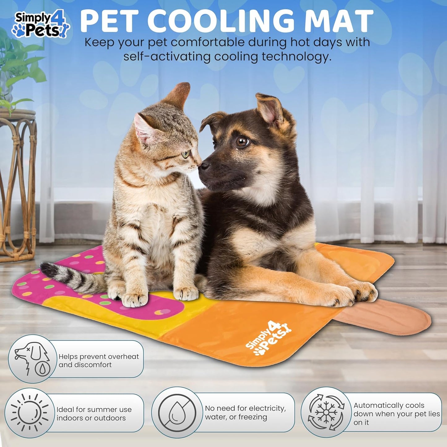 Cooling Mat for Dogs & Cats Non-Toxic Gel Self Cooling Pad for Summer Portable Water-Resistant Cat Dog Bed Pets Sleeping Mats, Easy to Clean Indoor & Outdoor Use