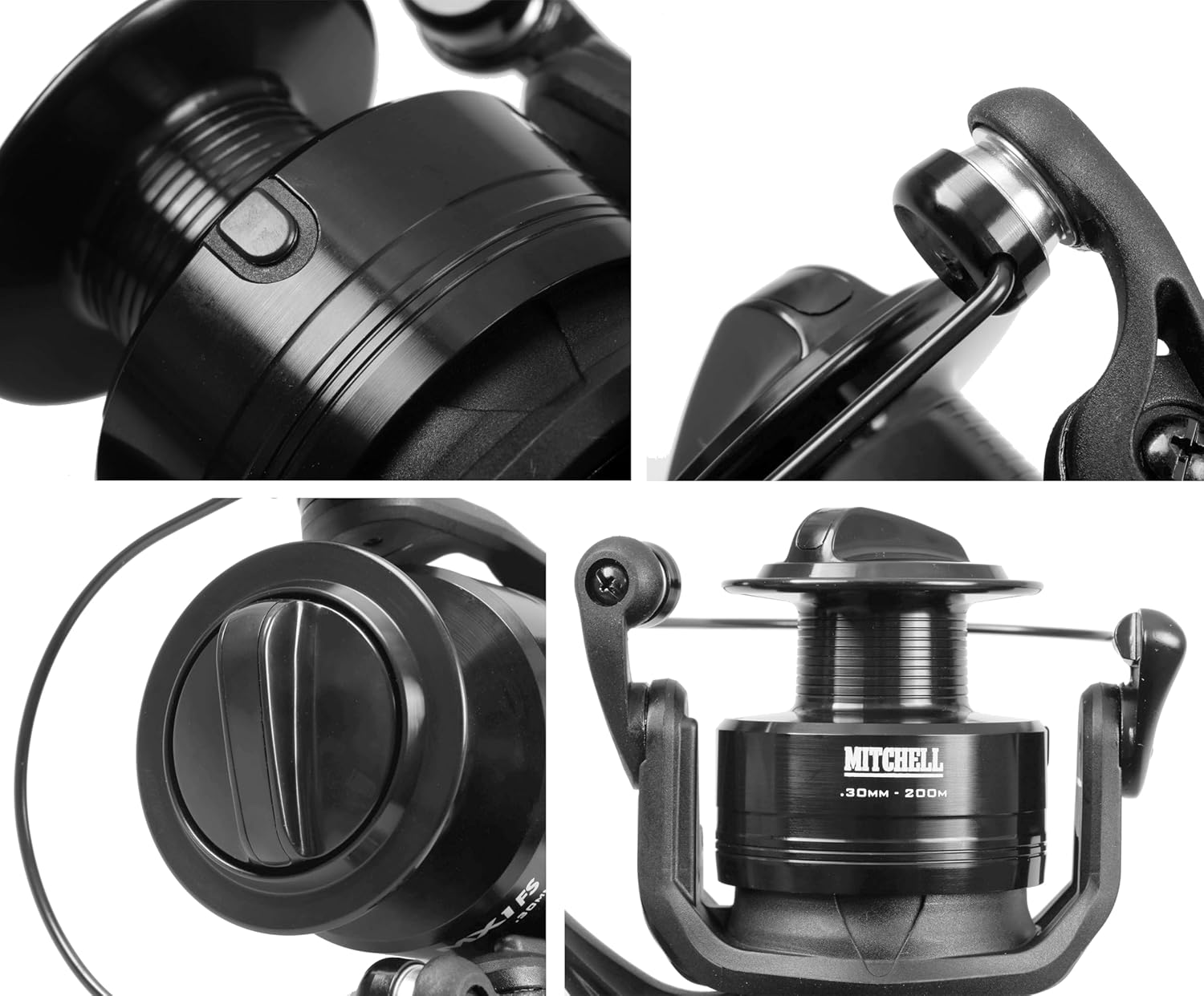 MX1 FS Allround Fishing Reel - Spinning Free Spool Freshwater Carp Fishing Reels and Deadbait Pike & Zander Anglers - Robust and Lightweight Black Aluminium - 2+1 Bearings