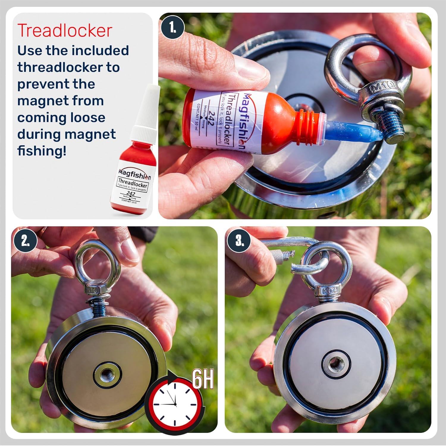 Magnet Fishing Kit - 300 KG (700Lb) - Ø60Mm - Super Strong Neodymium Magnet with Rope (20M), Carabiner, Gloves, Threadlocker - Magnetic Powerful Magnets