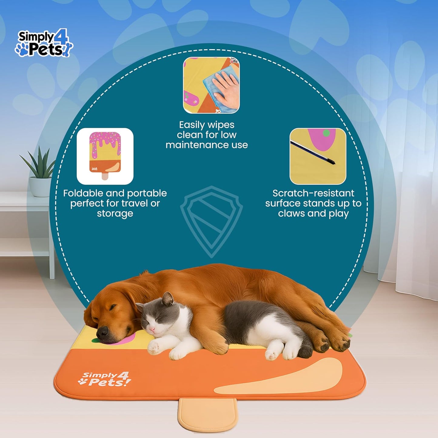 Cooling Mat for Dogs & Cats Non-Toxic Gel Self Cooling Pad for Summer Portable Water-Resistant Cat Dog Bed Pets Sleeping Mats, Easy to Clean Indoor & Outdoor Use