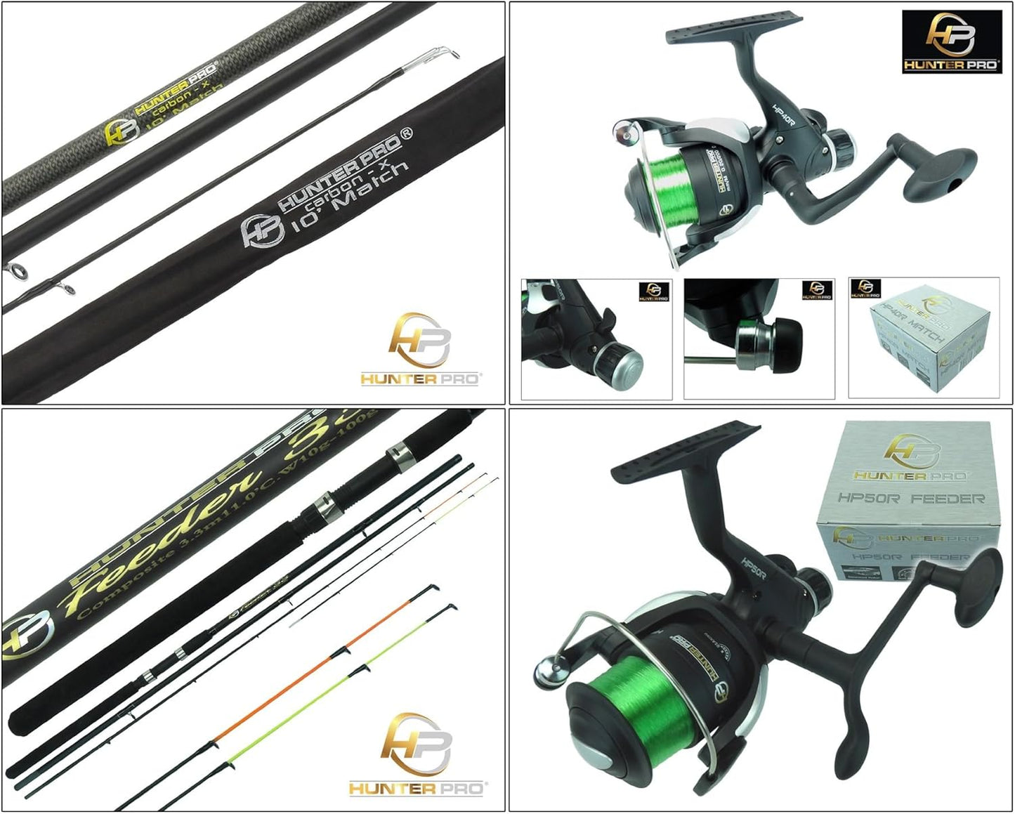 10Ft Carbon Float Match Fishing Rod & Reel + 11Ft Feeder Fishing Rod & Reel Set