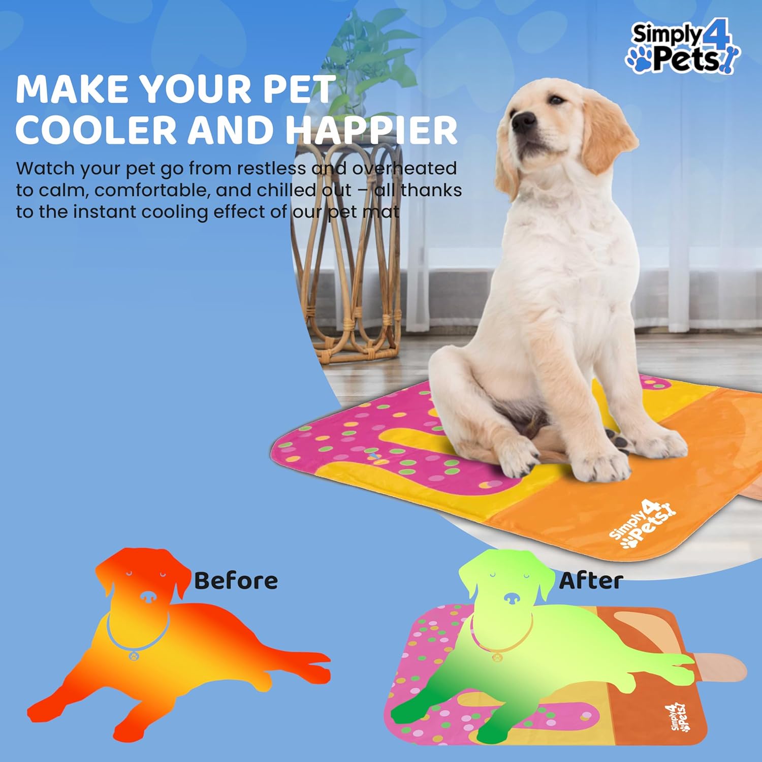 Cooling Mat for Dogs & Cats Non-Toxic Gel Self Cooling Pad for Summer Portable Water-Resistant Cat Dog Bed Pets Sleeping Mats, Easy to Clean Indoor & Outdoor Use