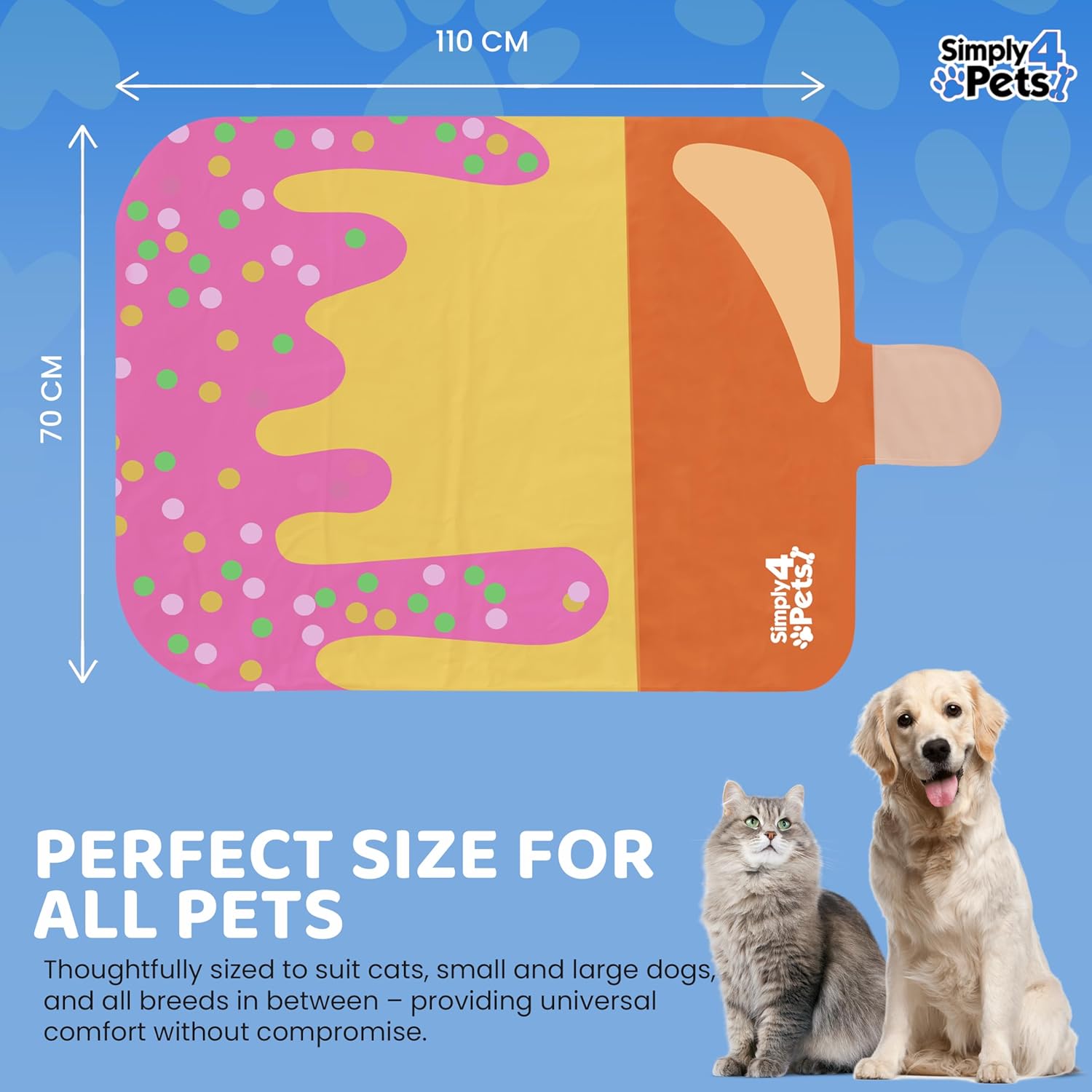 Cooling Mat for Dogs & Cats Non-Toxic Gel Self Cooling Pad for Summer Portable Water-Resistant Cat Dog Bed Pets Sleeping Mats, Easy to Clean Indoor & Outdoor Use